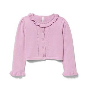 Janie and Jack Pointelle Cardigan with Ruffle in Orchid Bouquet Cropped